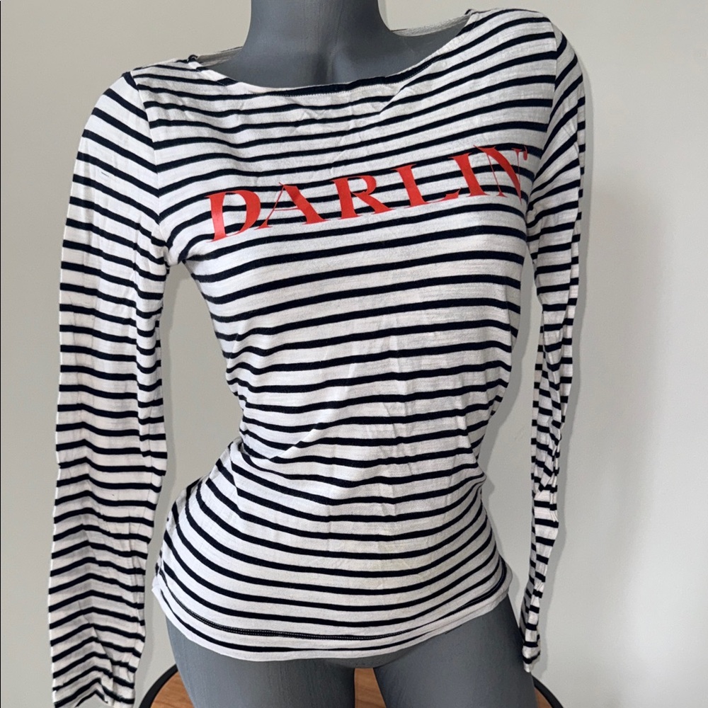 Banana republic Darling Black & White Striped Long-Sleeve women’s Top S